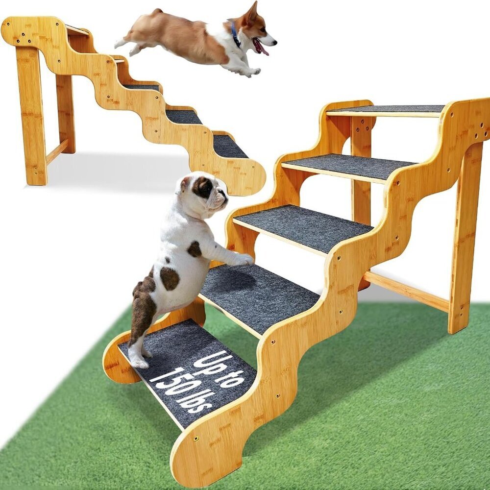 Dog Steps for Bed,24 Inches 5 Step Dog Stairs for Senior Pets to Get On 30 Inc